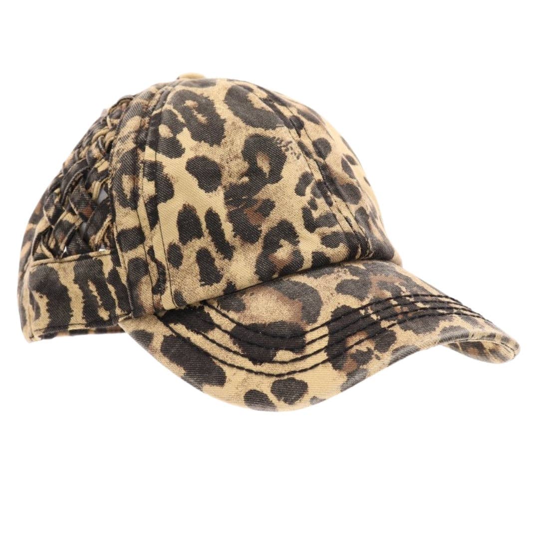 Basket Woven Criss-Cross High Ponytail CC Baseball Hat