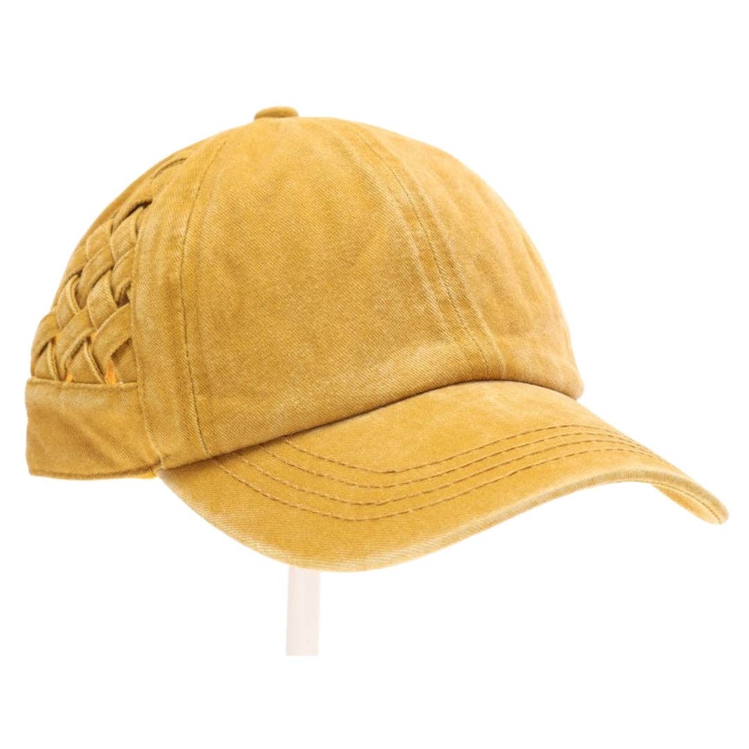 Basket Woven Criss-Cross High Ponytail CC Baseball Hat