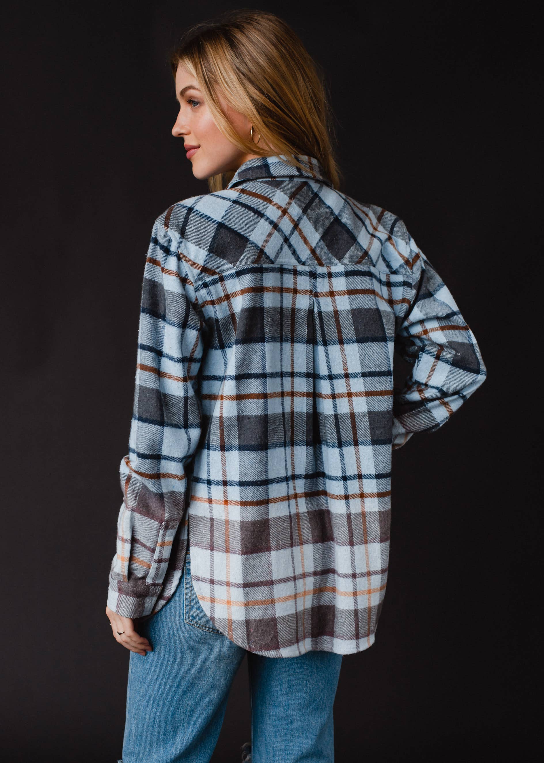 Blue, Gray & Brown Plaid Flannel