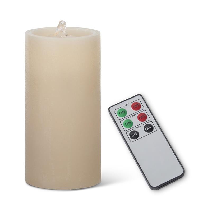 LED Wax Pillar Fountain Candle w/Timer
