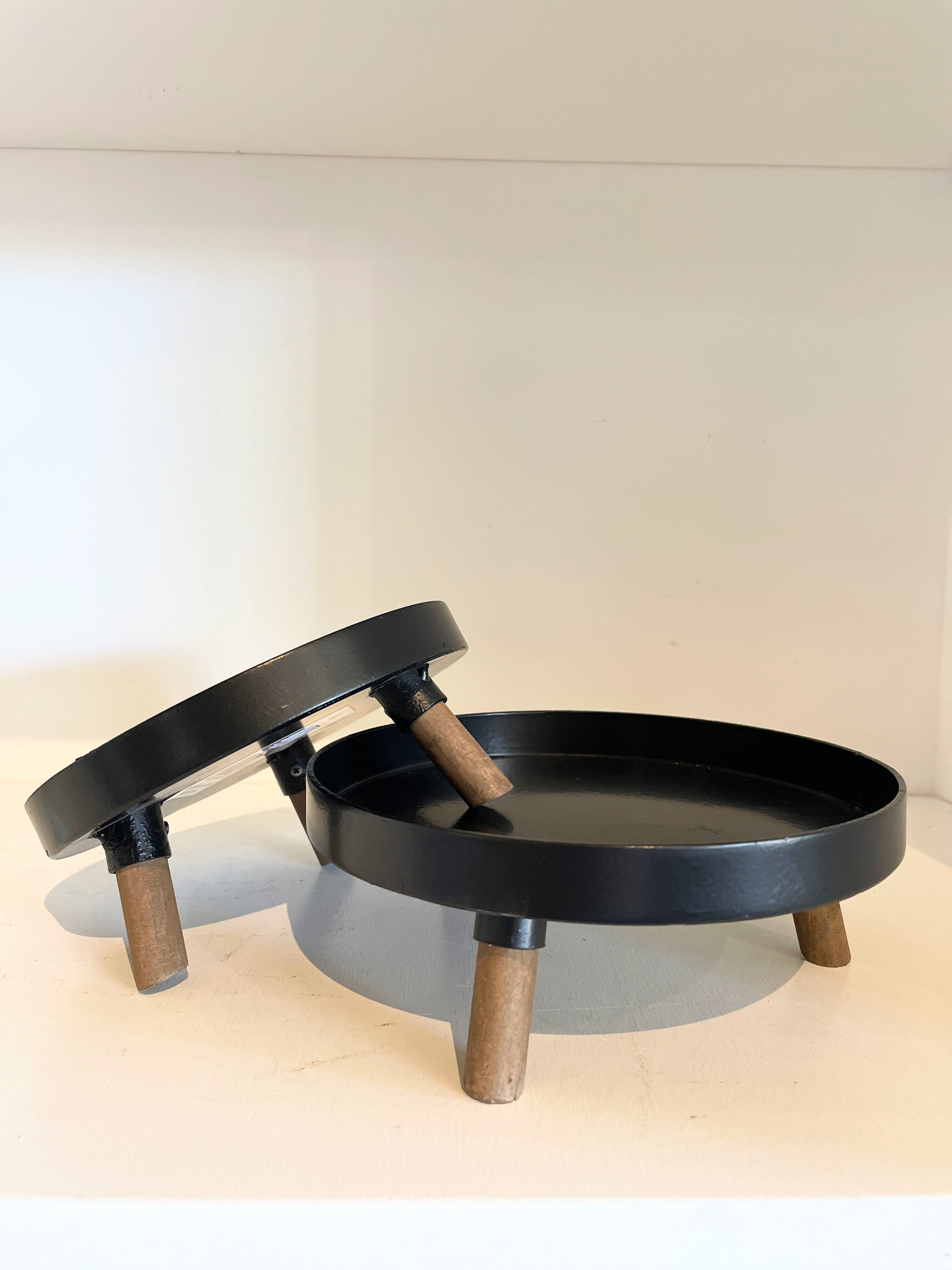 Black Metal & Wood Riser