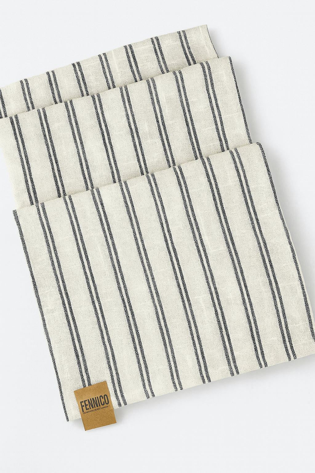 Black Striped Linen-Poly Table Runner