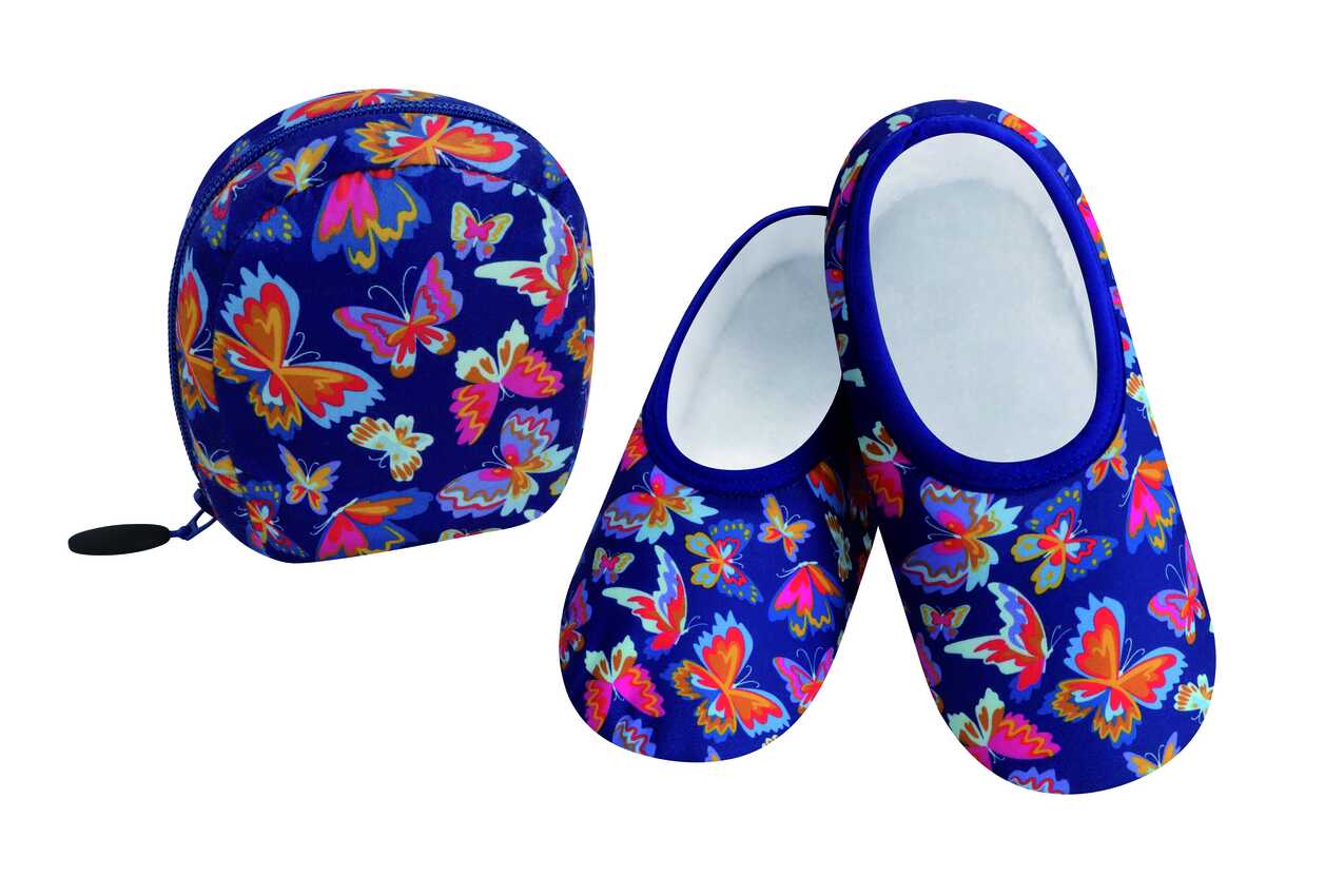 Blue Butterfly Snoozies Skinnies Travel Slipper