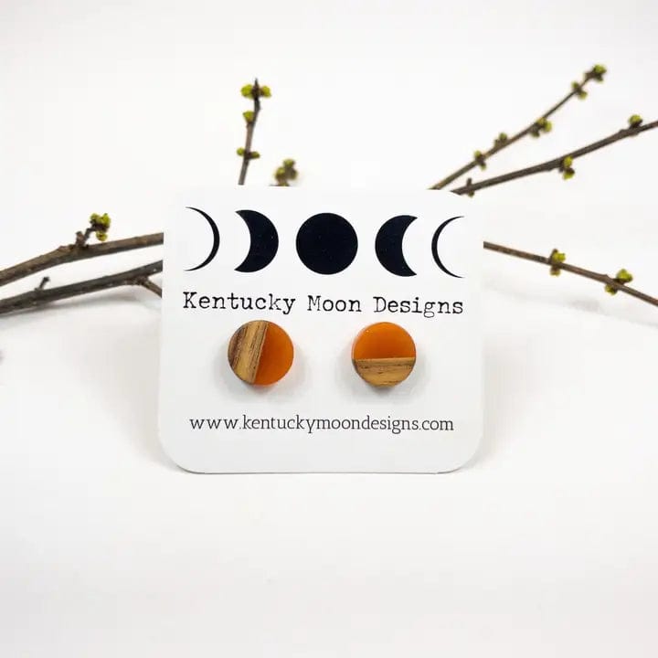 Boho Wood & Resin Stud Earrings