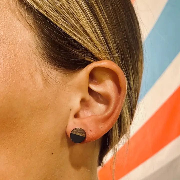 Boho Wood & Resin Stud Earrings