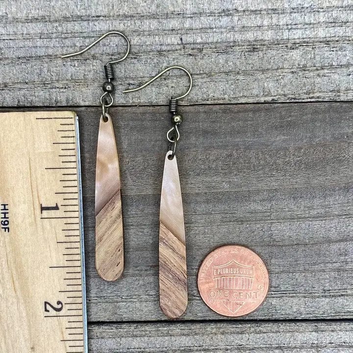Boho Wood & Resin Tear Drop Earrings