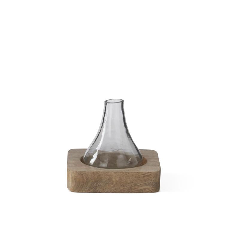 Bud Vase on Wood Tray