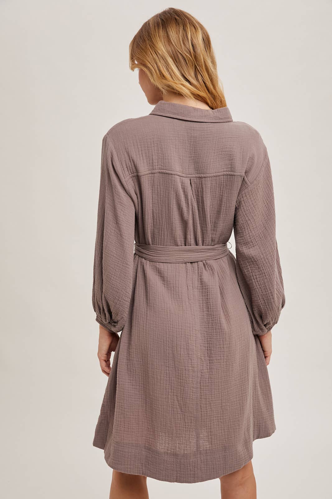 Button down Tie Waist Midi Dress