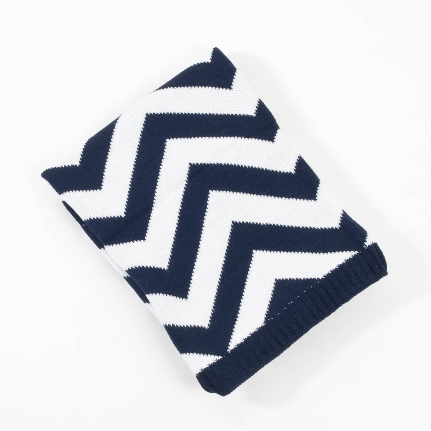 Navy & White Knit Chevron Kids Throw Blanket