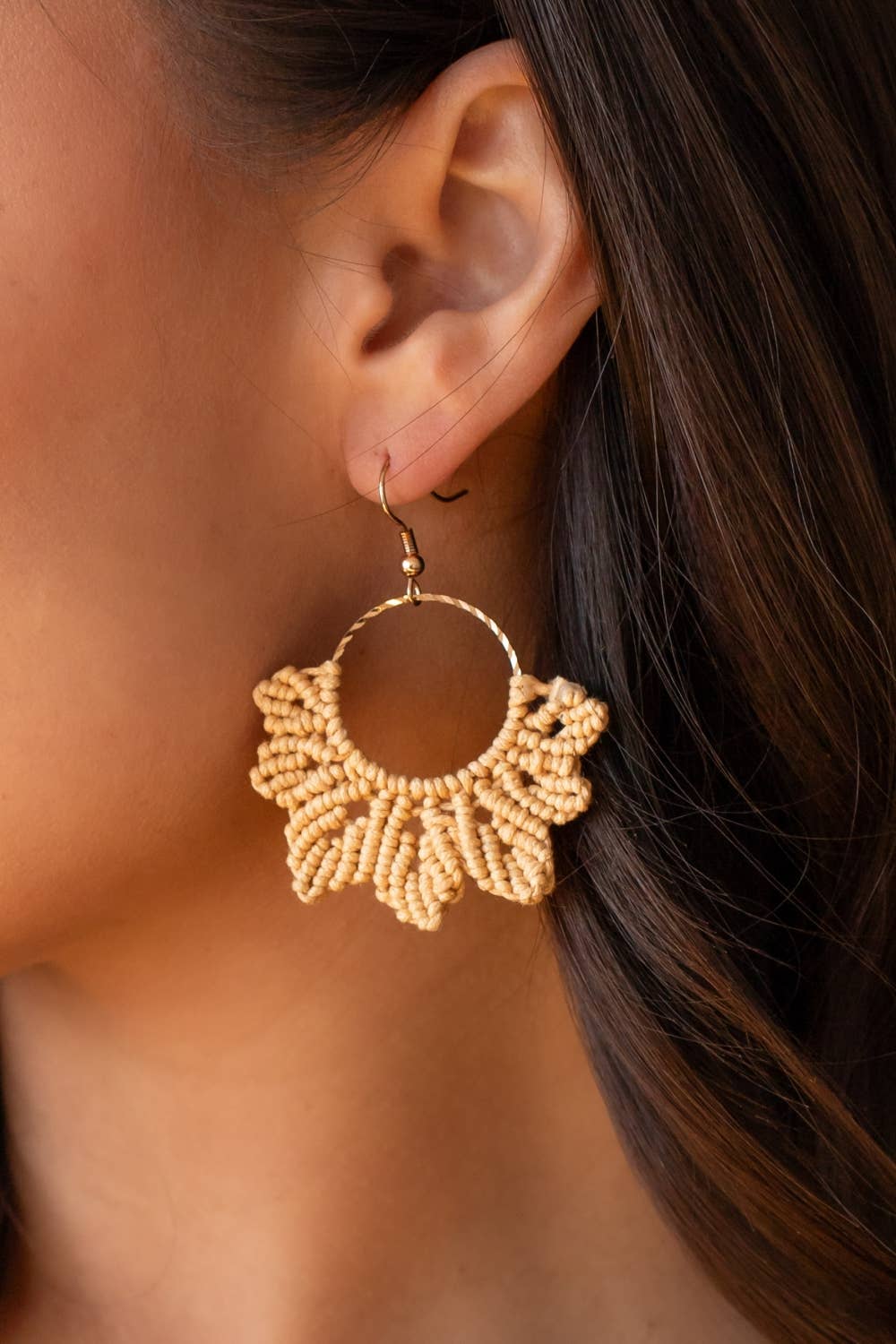 Camel Flower Crochet Earrings