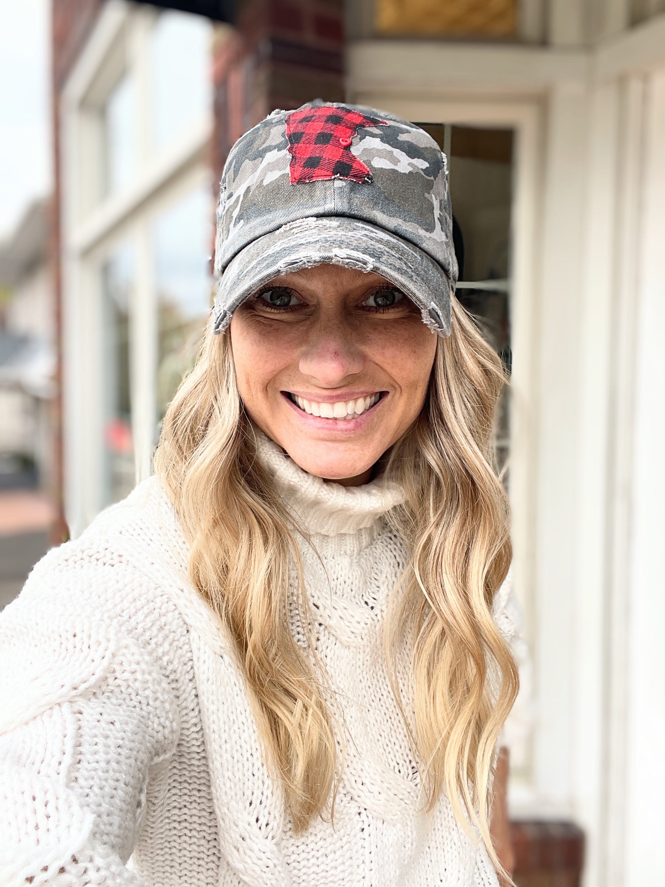Camo MN Buffalo Check Baseball Hat