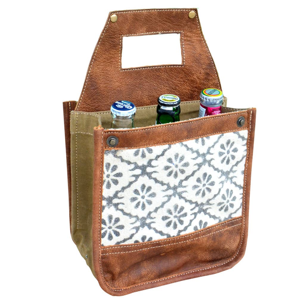 Canvas Patterned Bottle Carrier