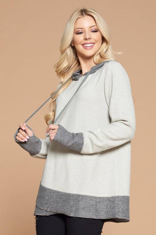 Tulip Contrast Hem Hoodie