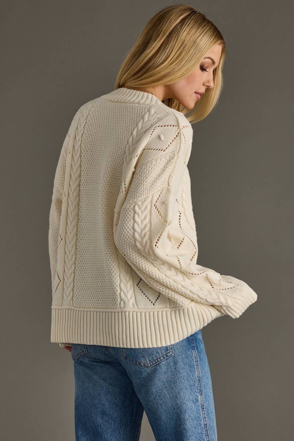 Nina Cream Button Up Cardigan