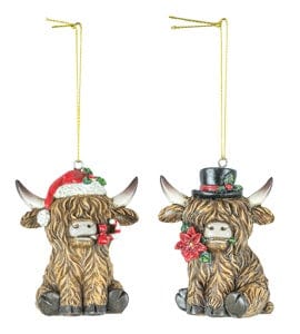 Hannah's Seasonal Decor Christmas Highland Cow Ornament