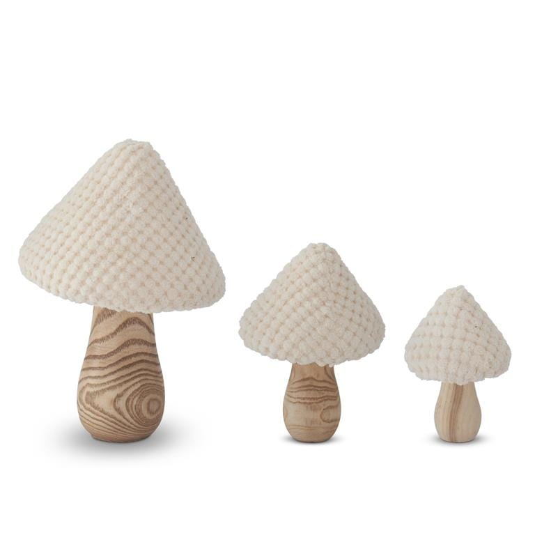 Cream Knit Top & Wood Base Mushrooms