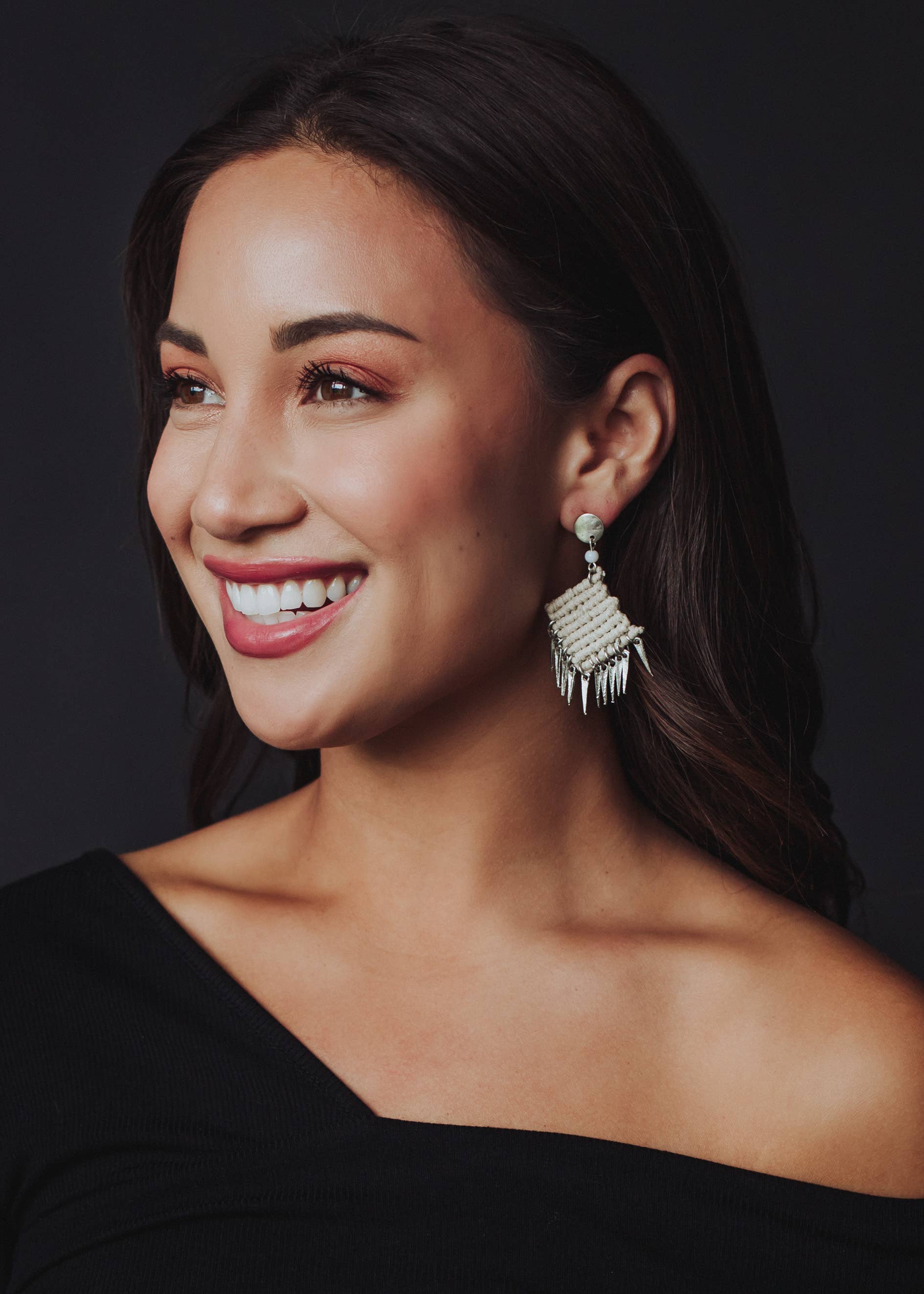 Panache Apparel Co. Earrings Cream & Silver Crochet Earrings