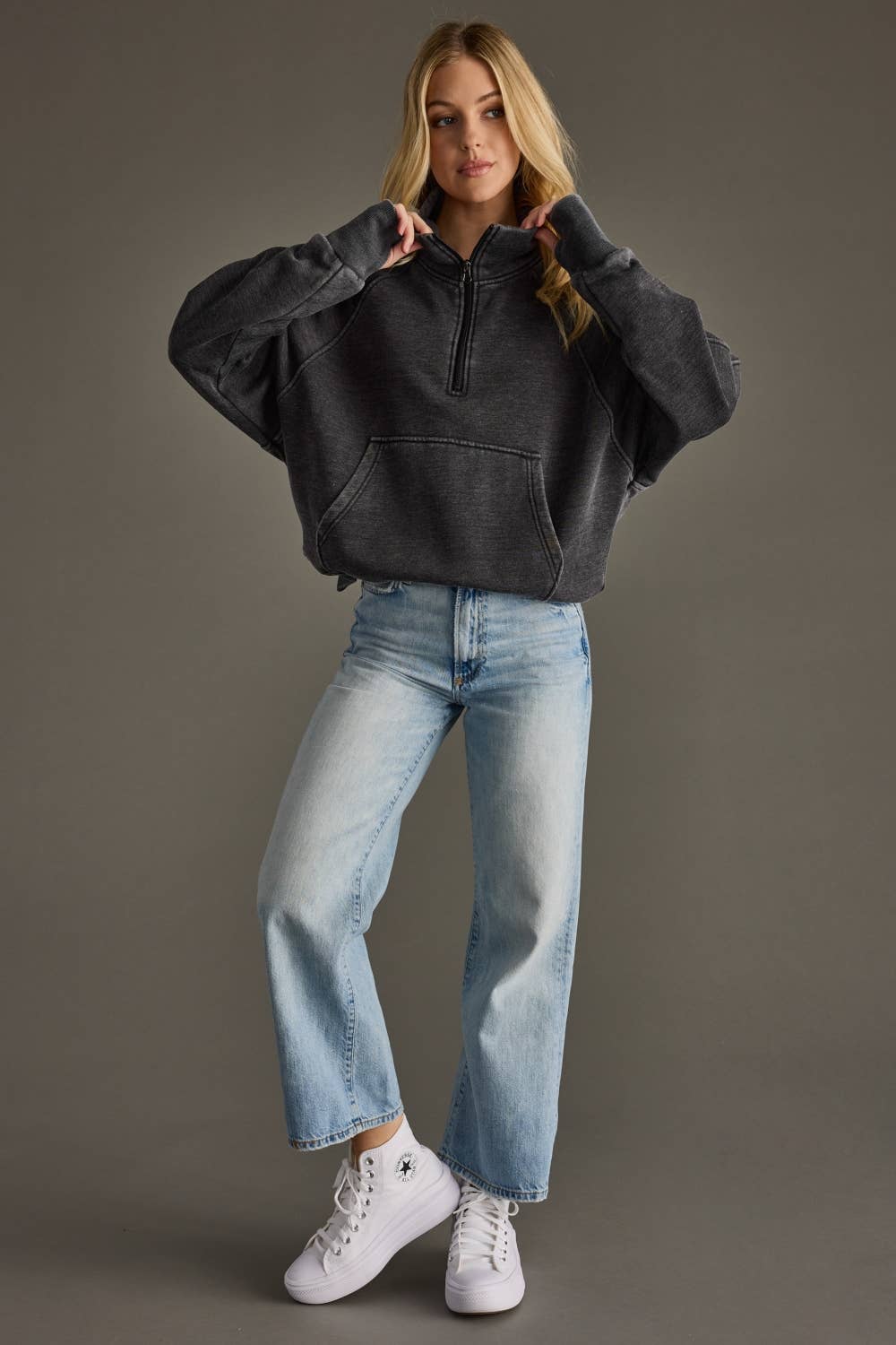 Ryleigh Charcoal Quarter Zip Sweatshirt