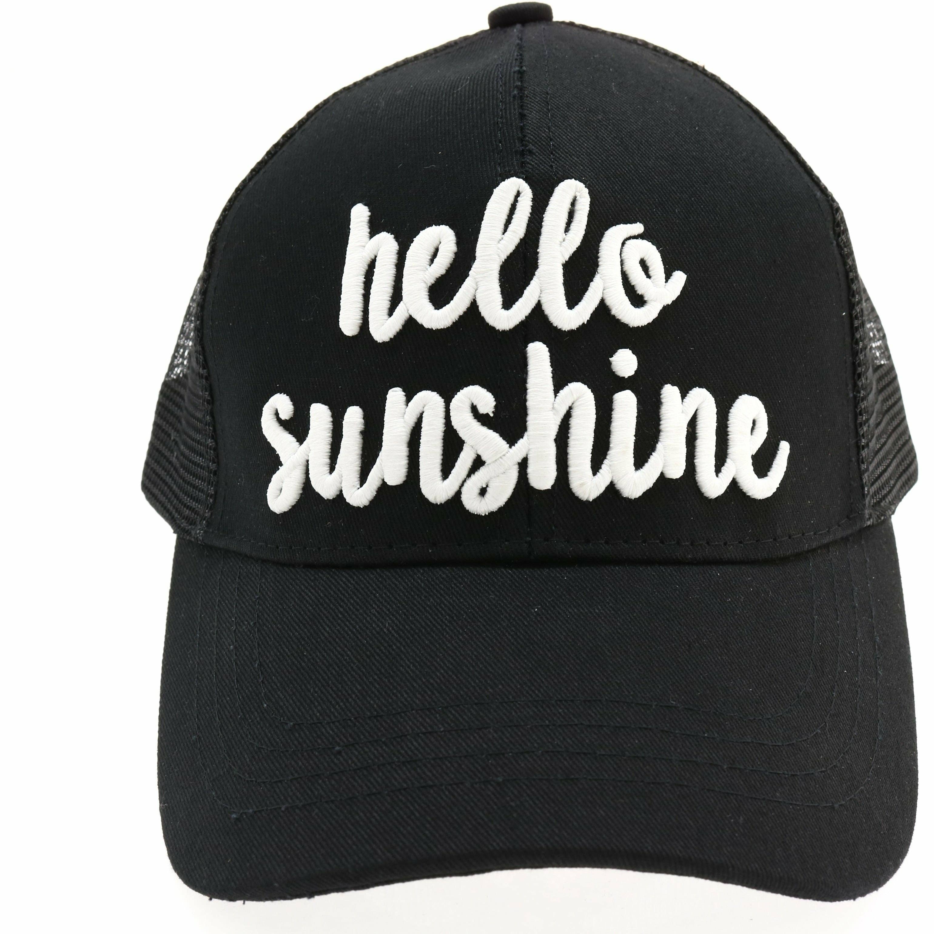 Black Hello Sunshine High Ponytail CC Baseball Hat