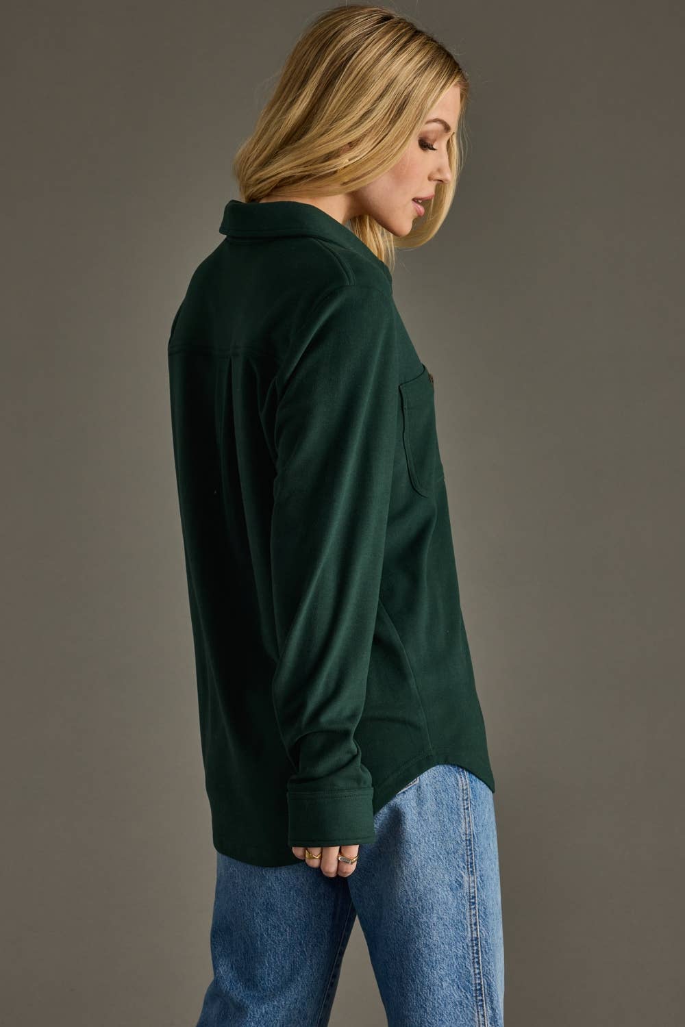 Mindi Hunter Green Super Soft Button Up