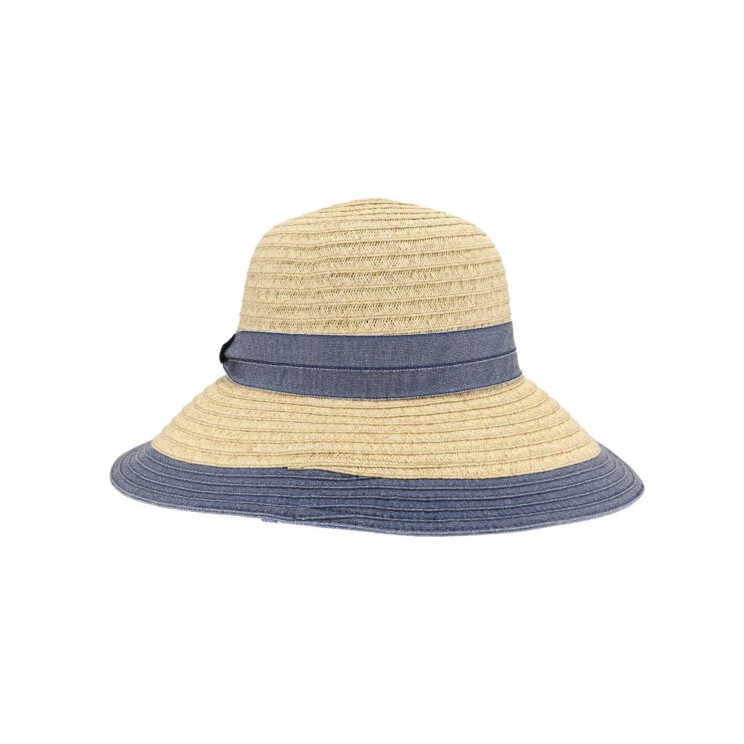 Denim Embellished C.C Cloche Sun Hat