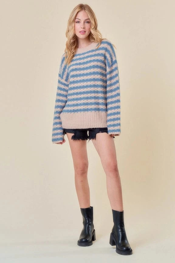 Destiny Blue Striped Sweater