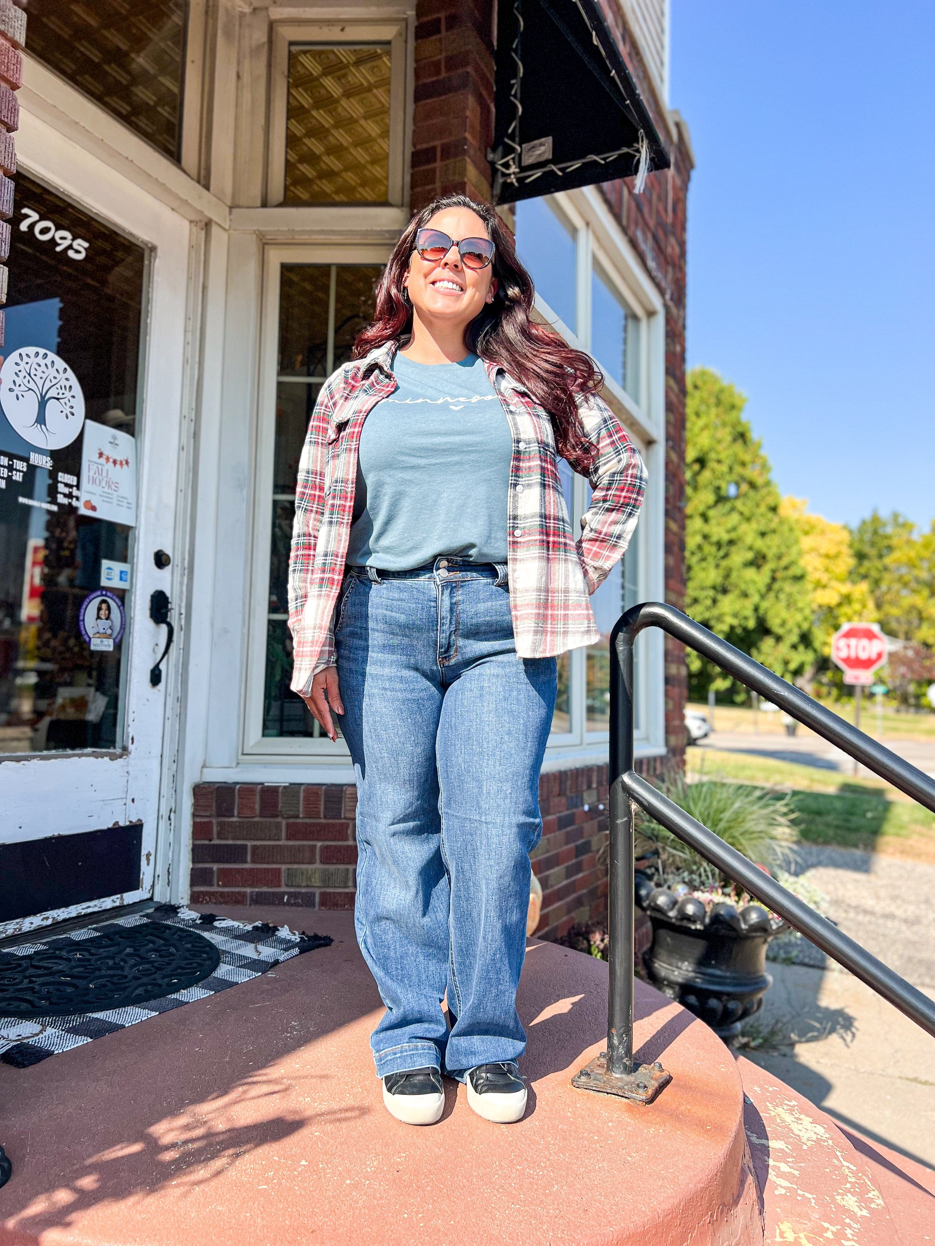 Double Button Wide Leg Judy Blue Jeans