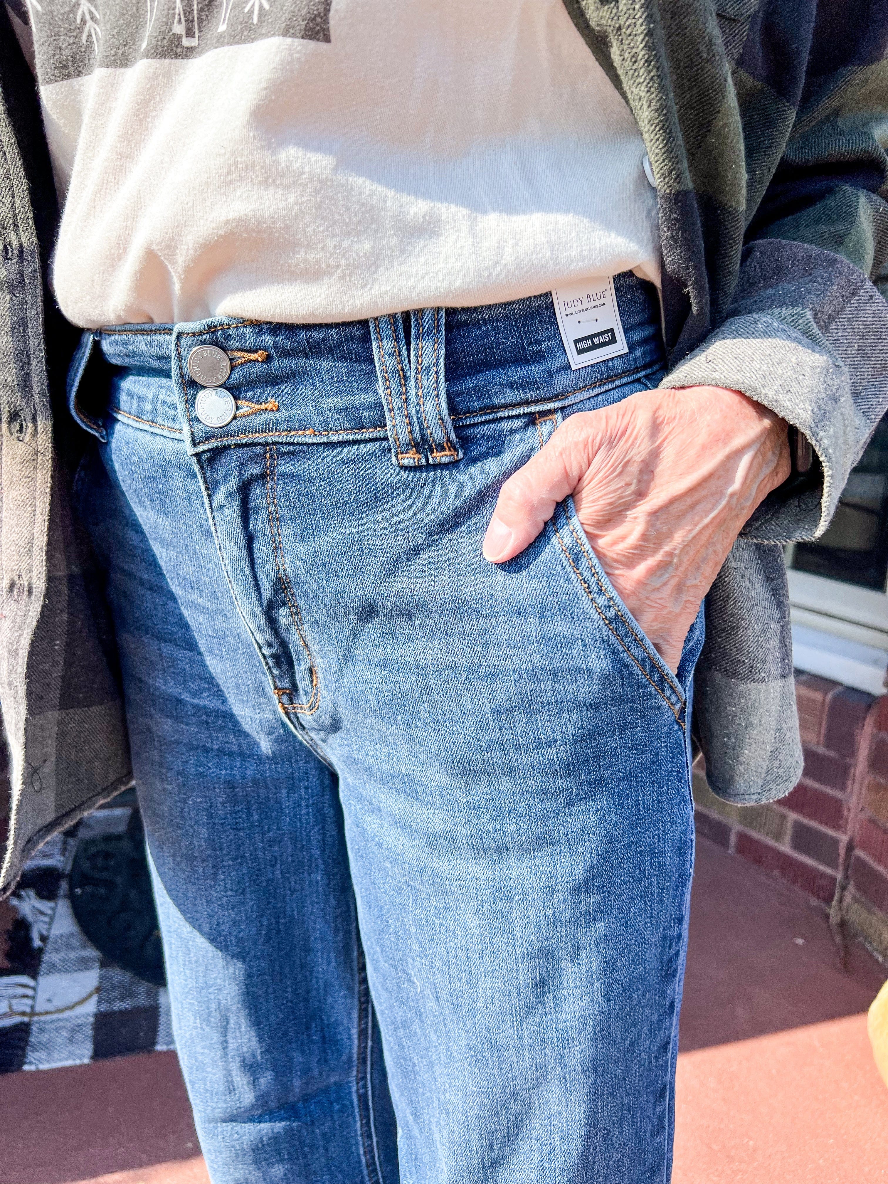 Double Button Wide Leg Judy Blue Jeans