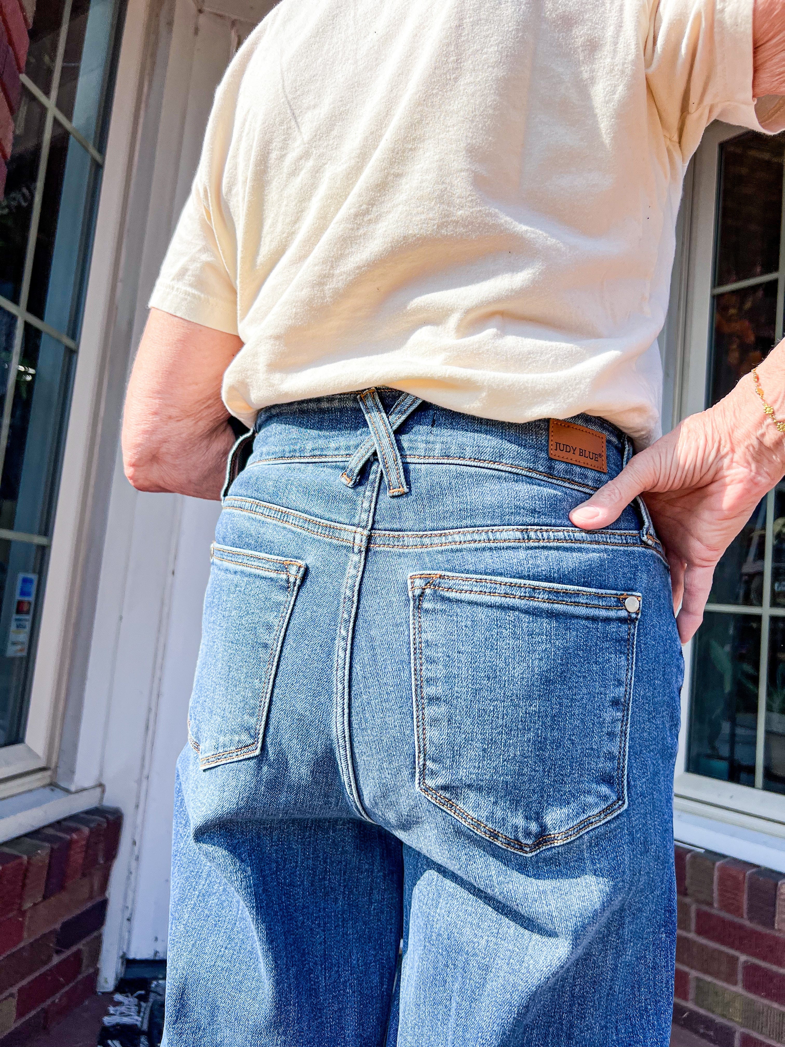 Double Button Wide Leg Judy Blue Jeans