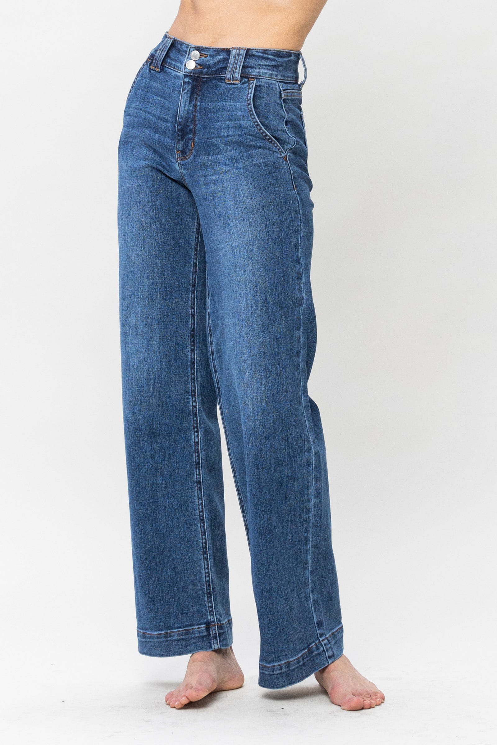 Double Button Wide Leg Judy Blue Jeans