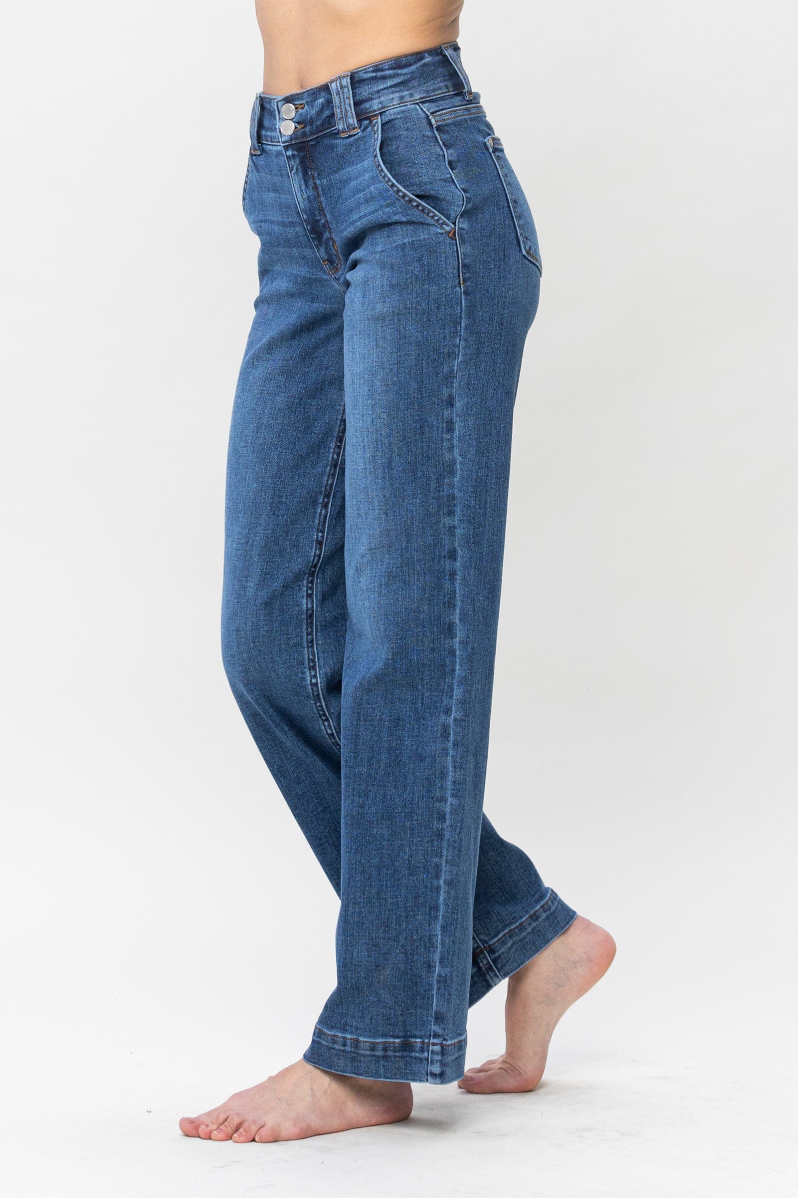 Double Button Wide Leg Judy Blue Jeans