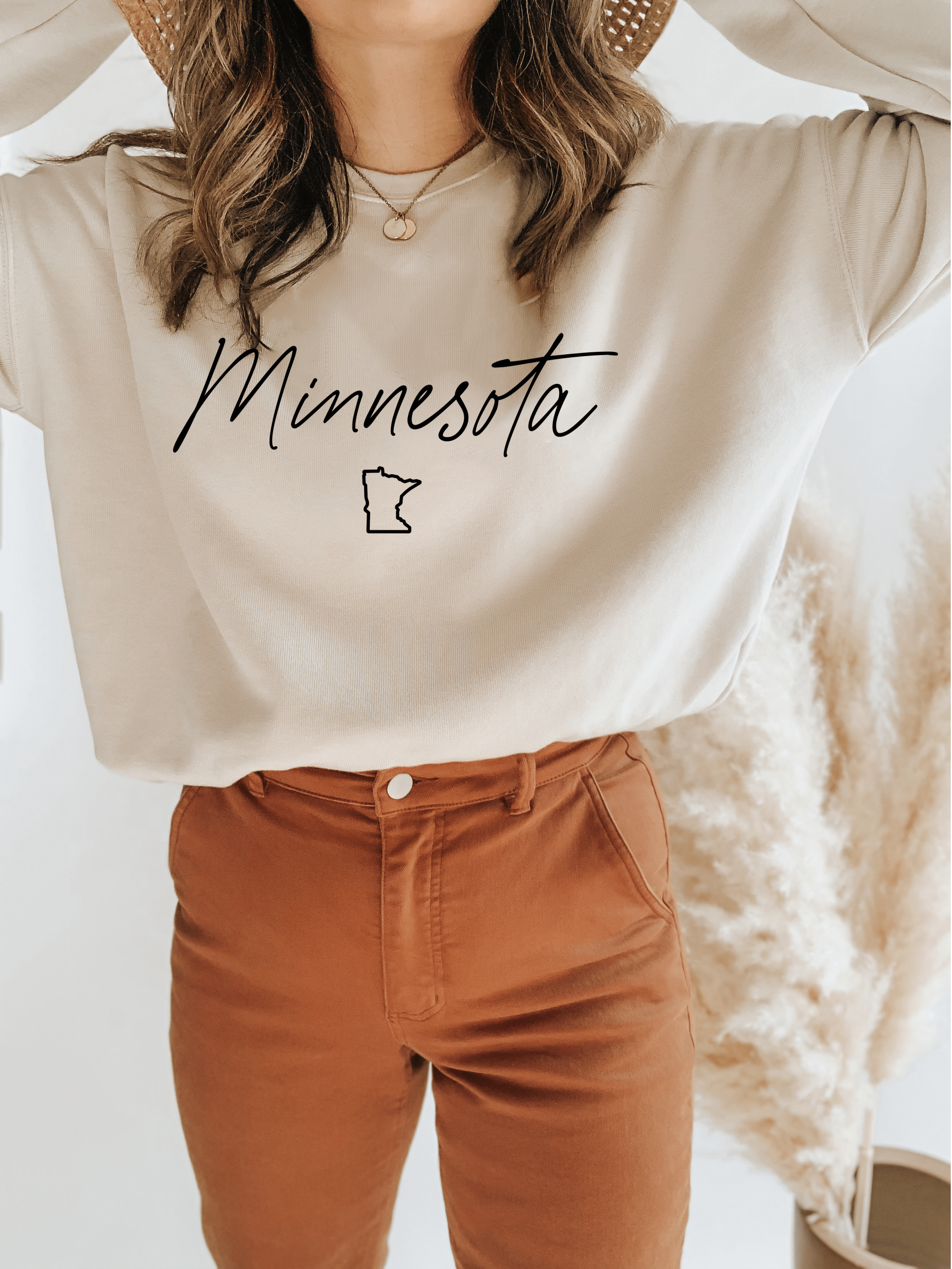 Dusty Blue Script Minnesota Crewneck Fleece Sweatshirt