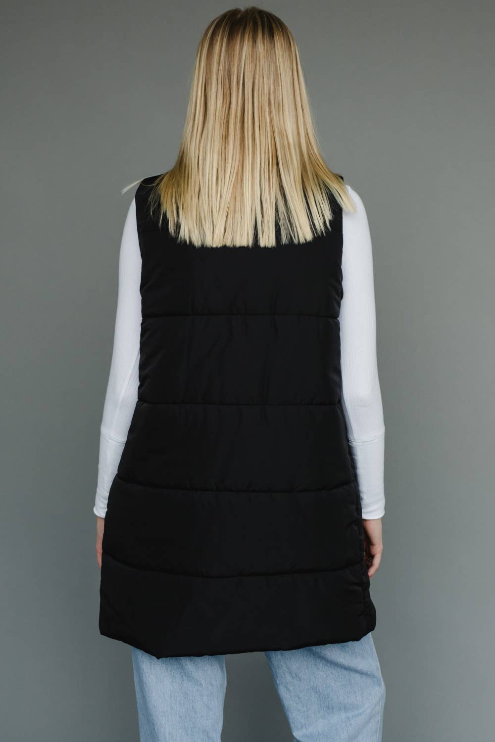 Black Long Puffer Vest