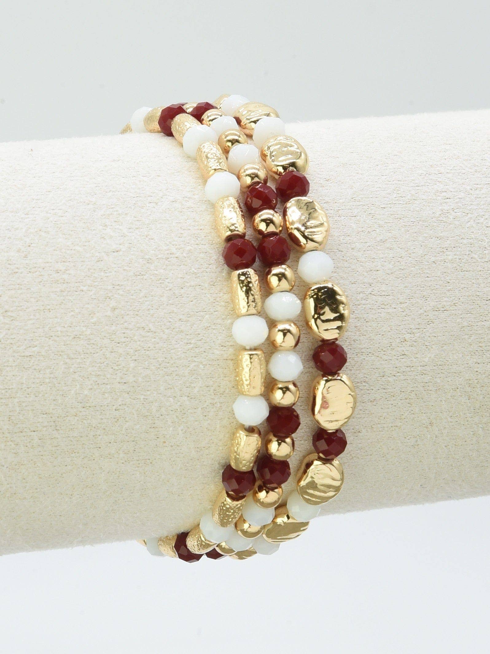 Metal Glass Bead Stretch Bracelet Set