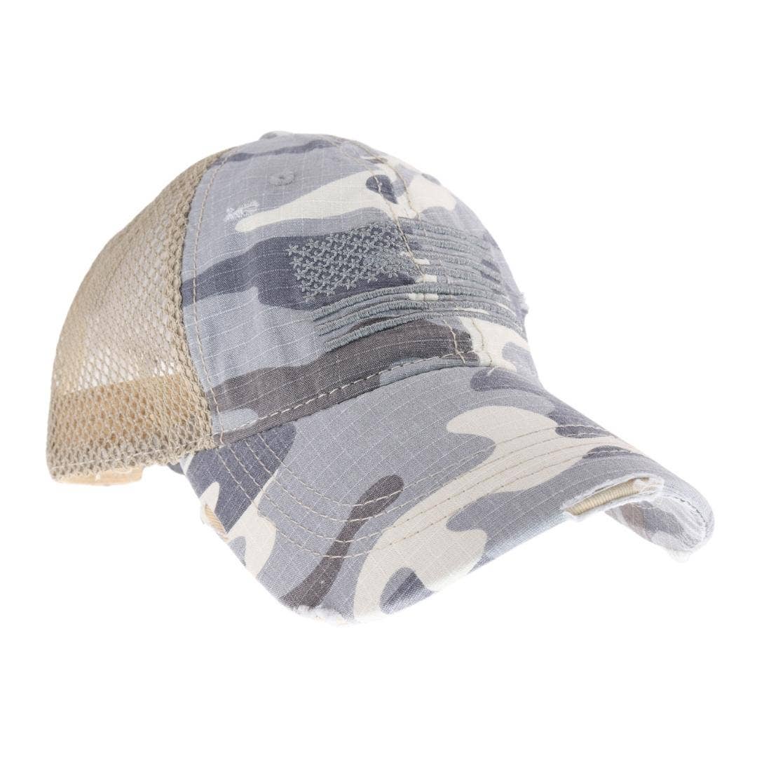 Embroidered American Flag Camo C.C Baseball Hat