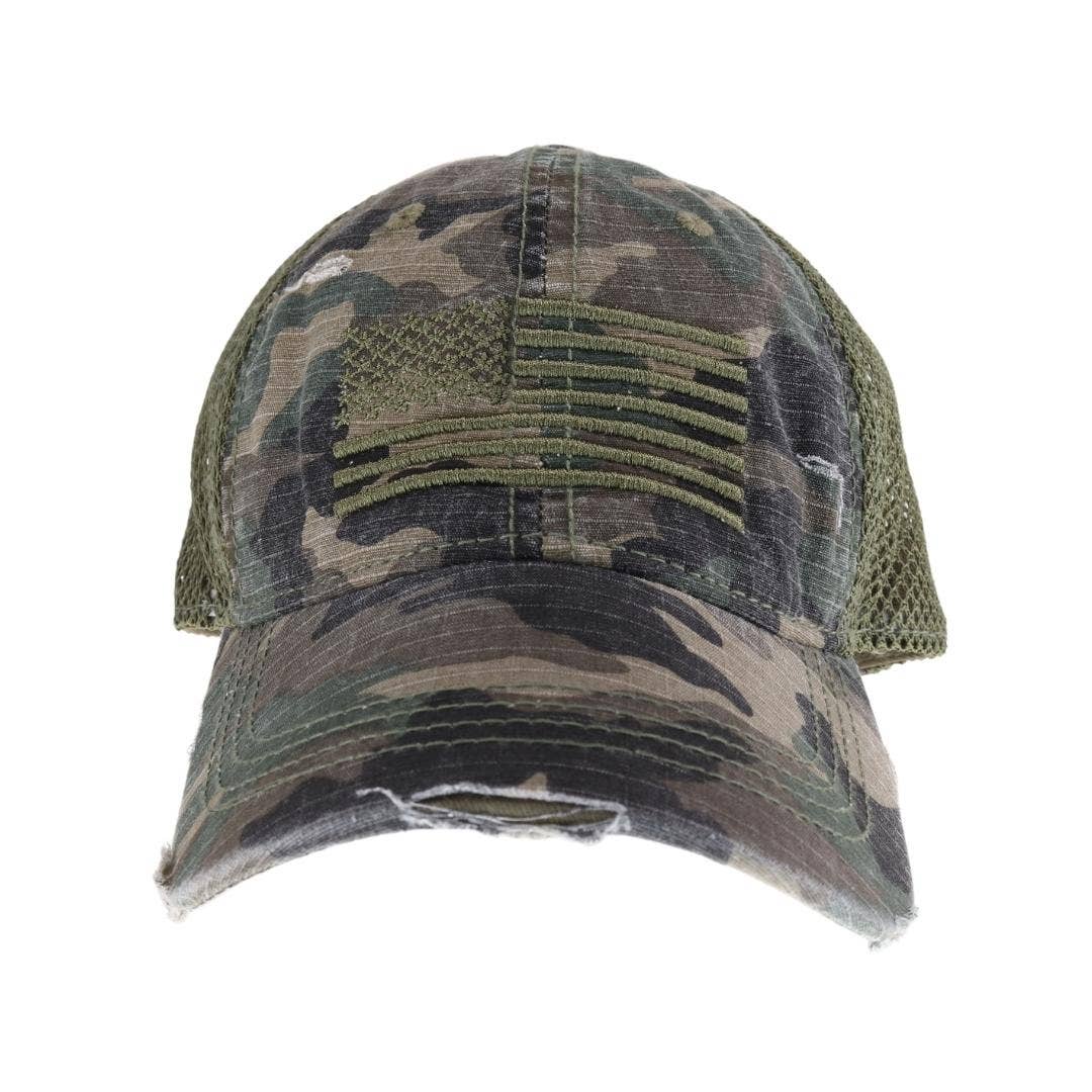 Embroidered American Flag Camo C.C Baseball Hat