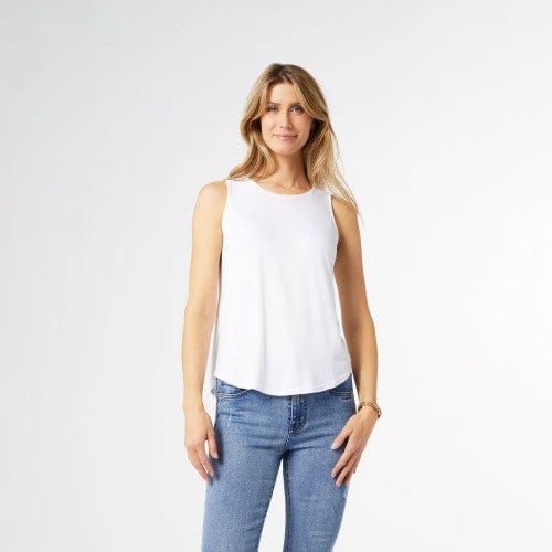Erin Pleat Back White Tank