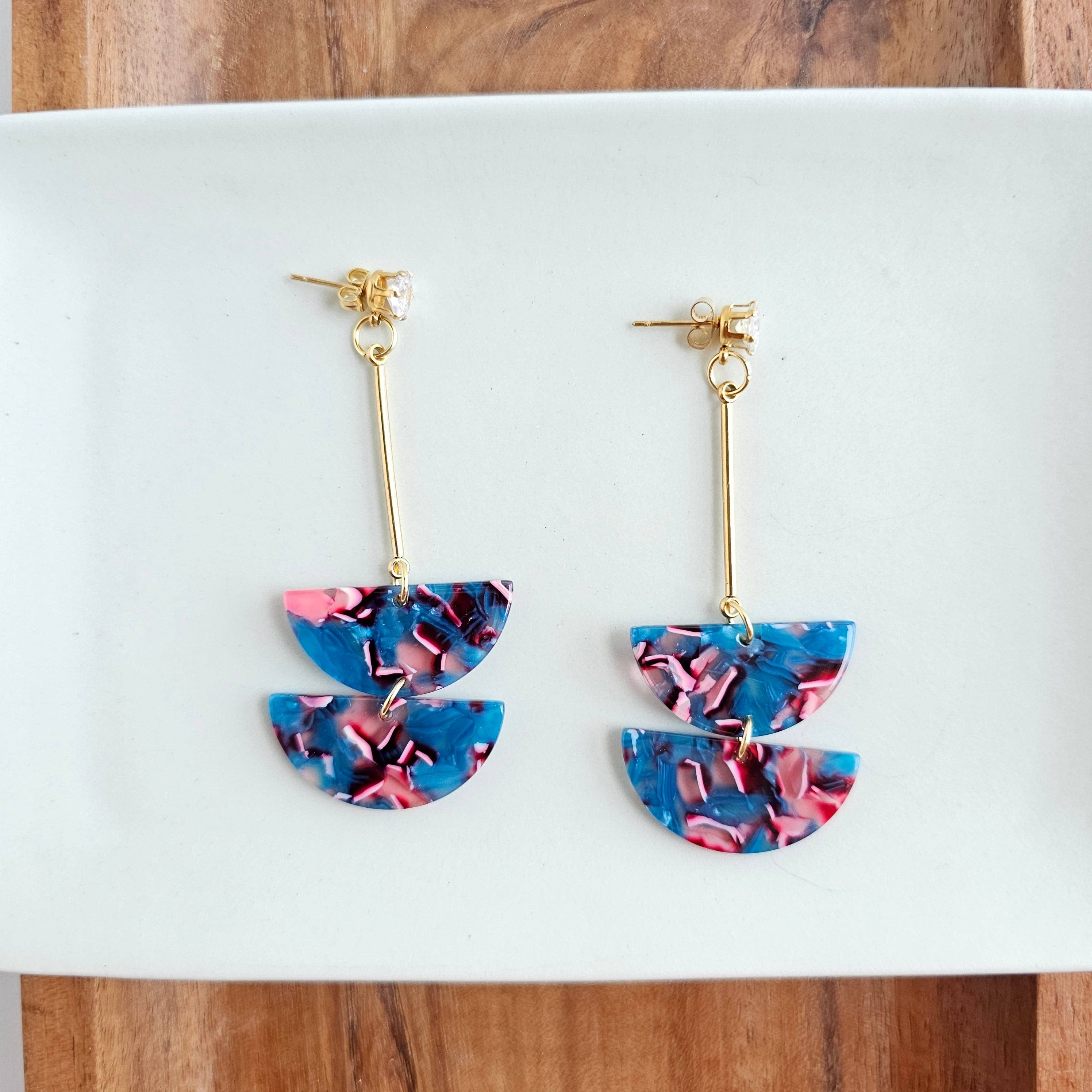 Everly Magenta Teal Drop Earrings