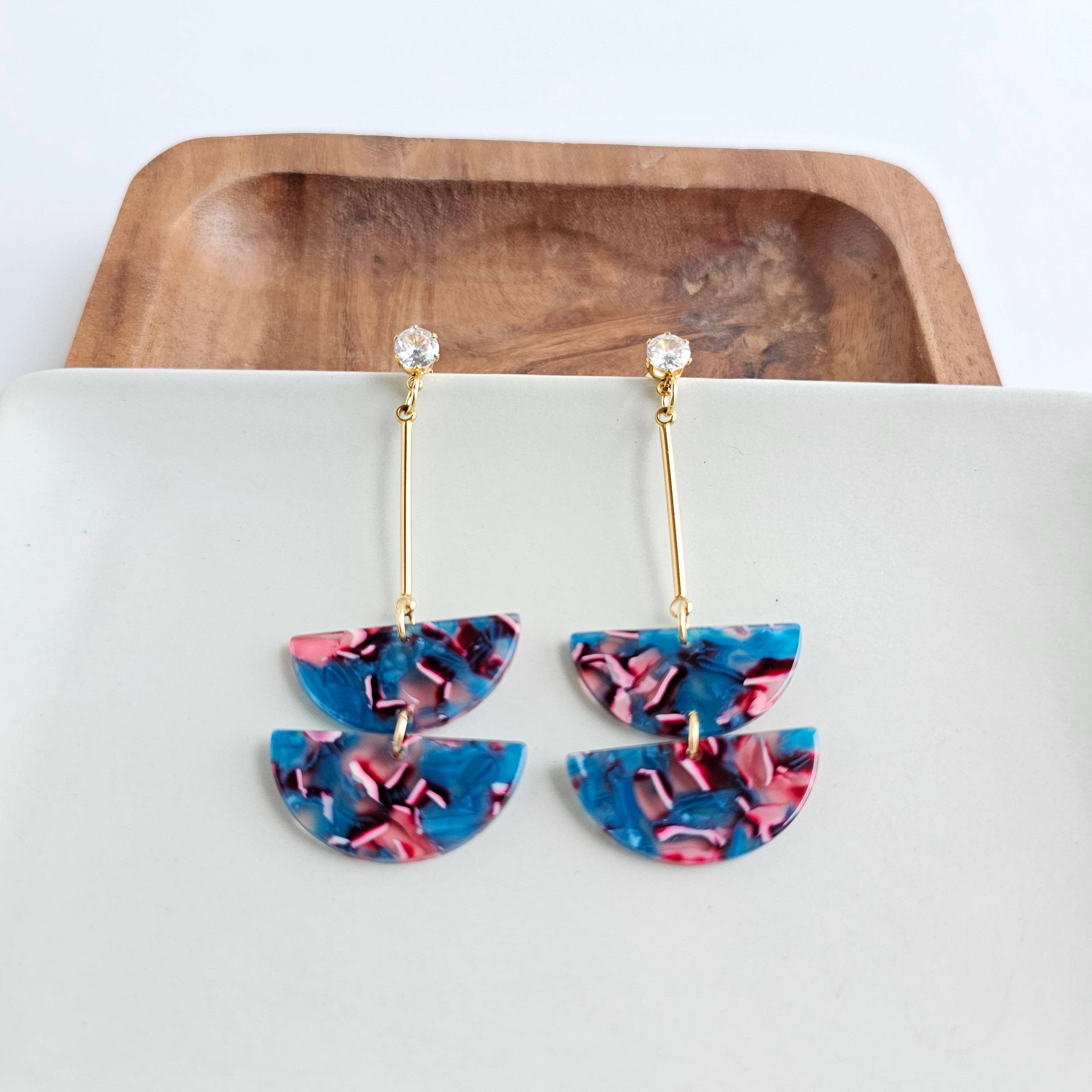 Everly Magenta Teal Drop Earrings