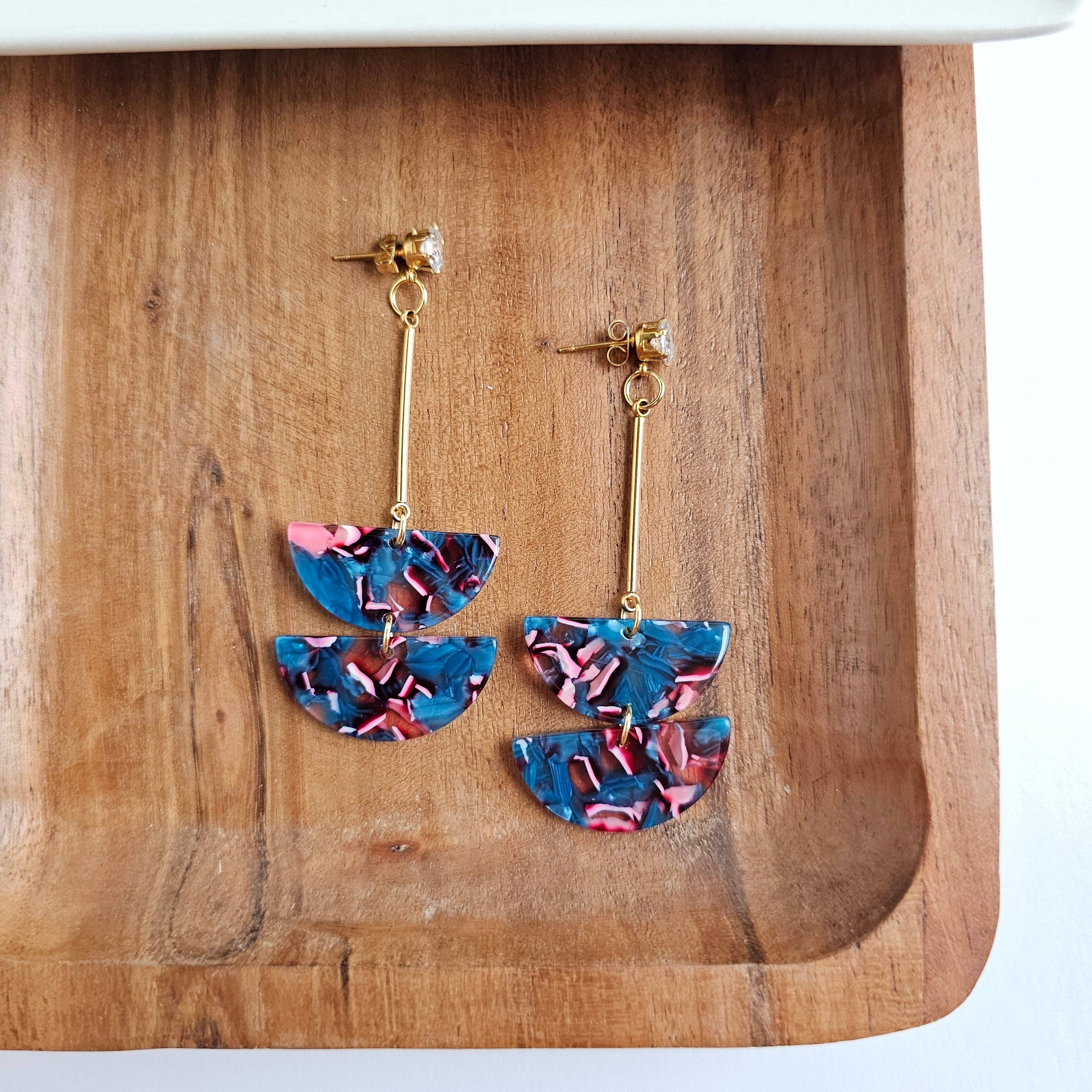 Everly Magenta Teal Drop Earrings