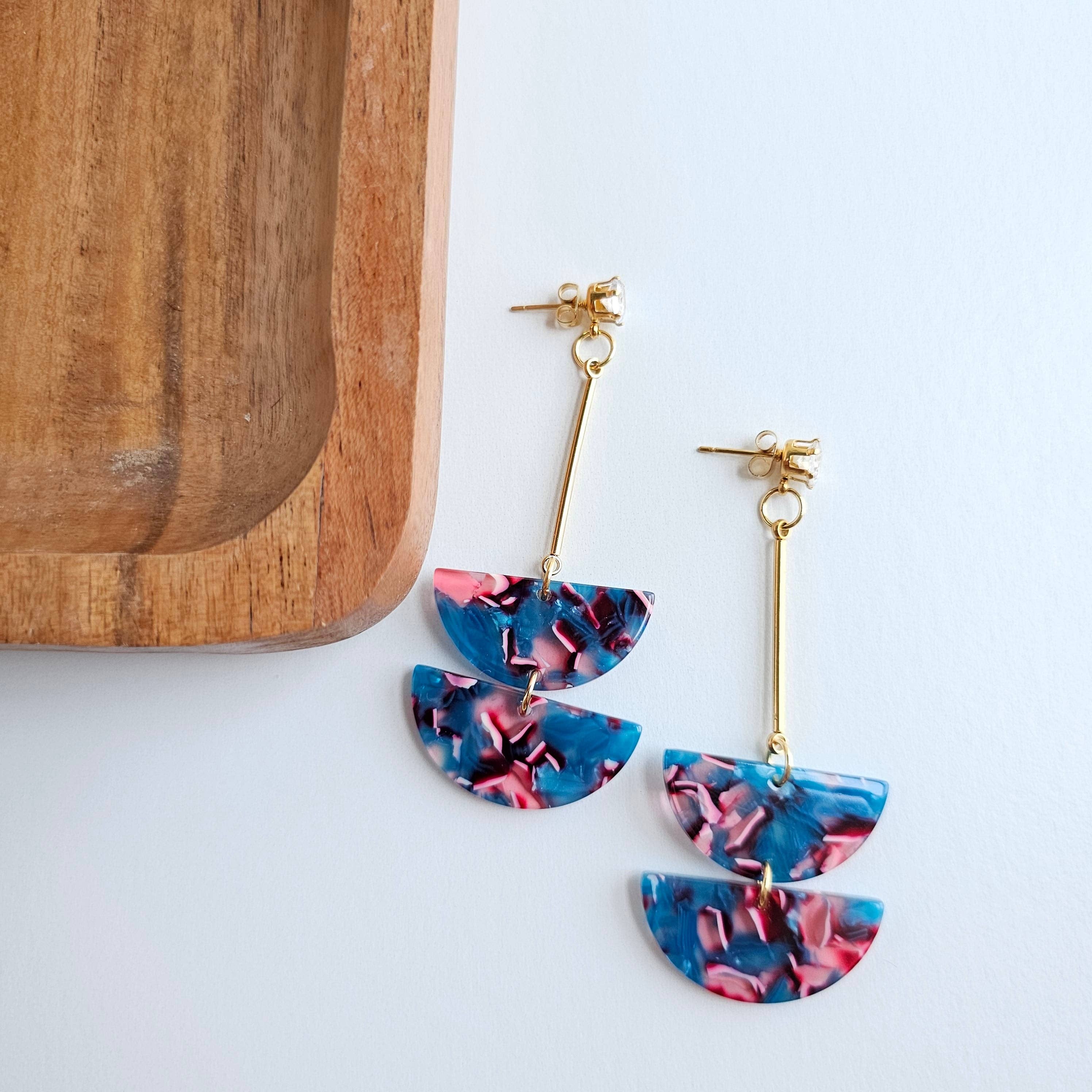 Everly Magenta Teal Drop Earrings