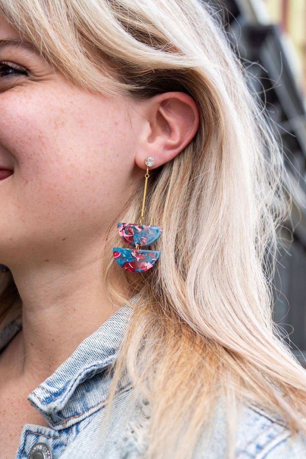 Everly Magenta Teal Drop Earrings