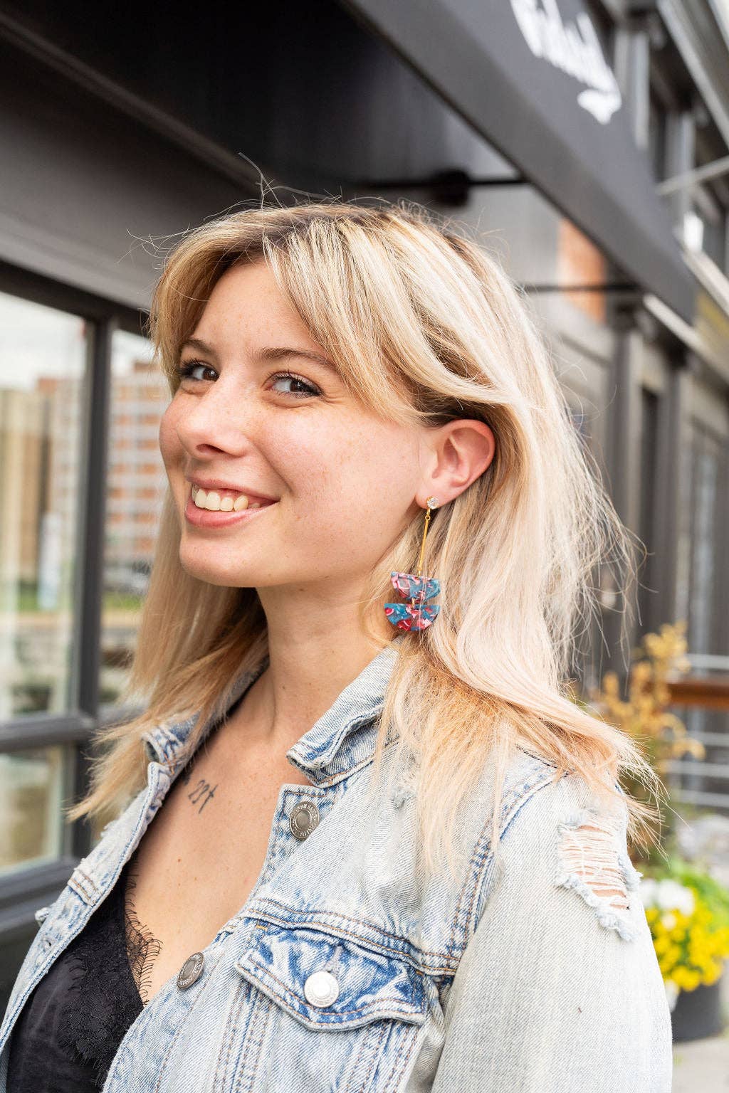 Everly Magenta Teal Drop Earrings