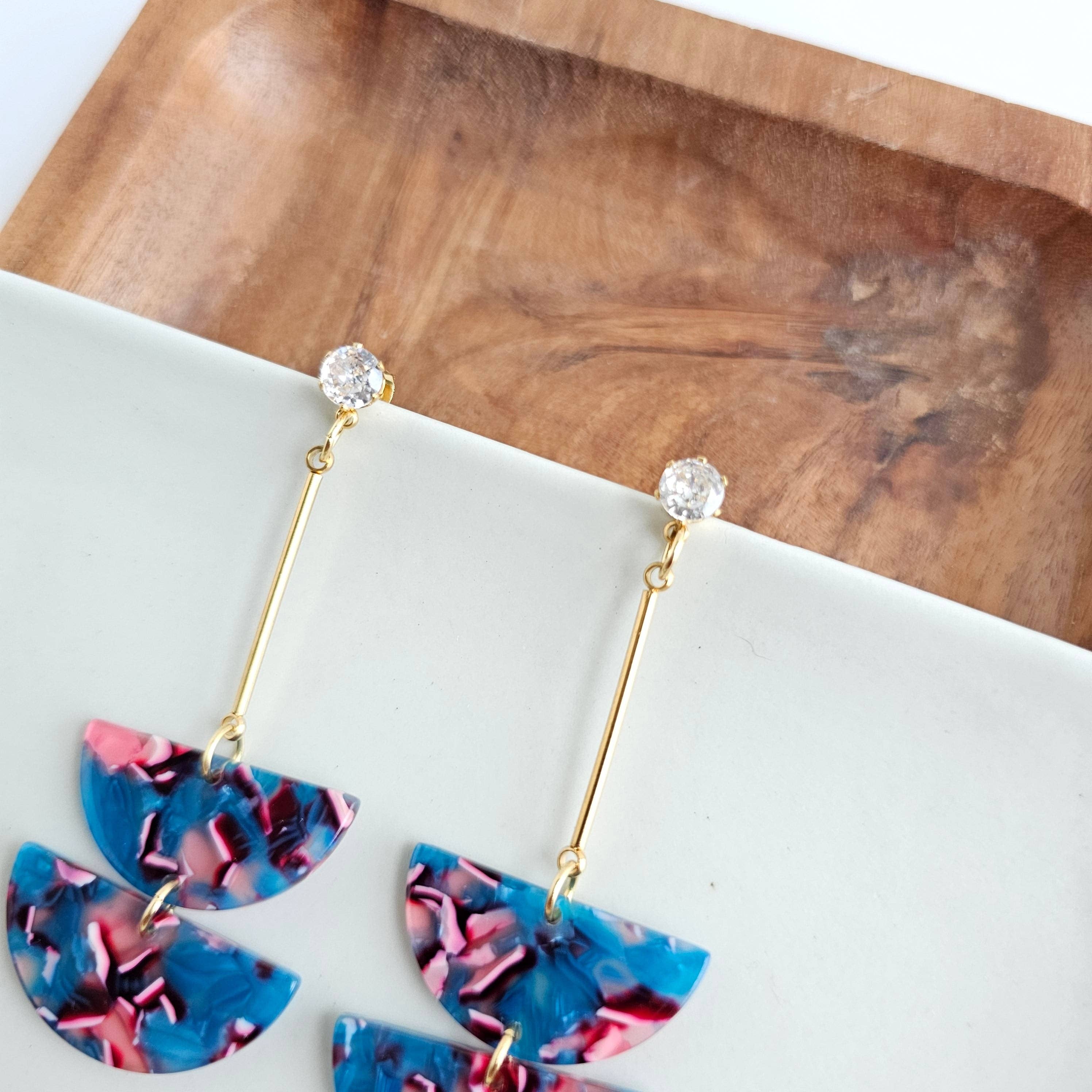 Everly Magenta Teal Drop Earrings