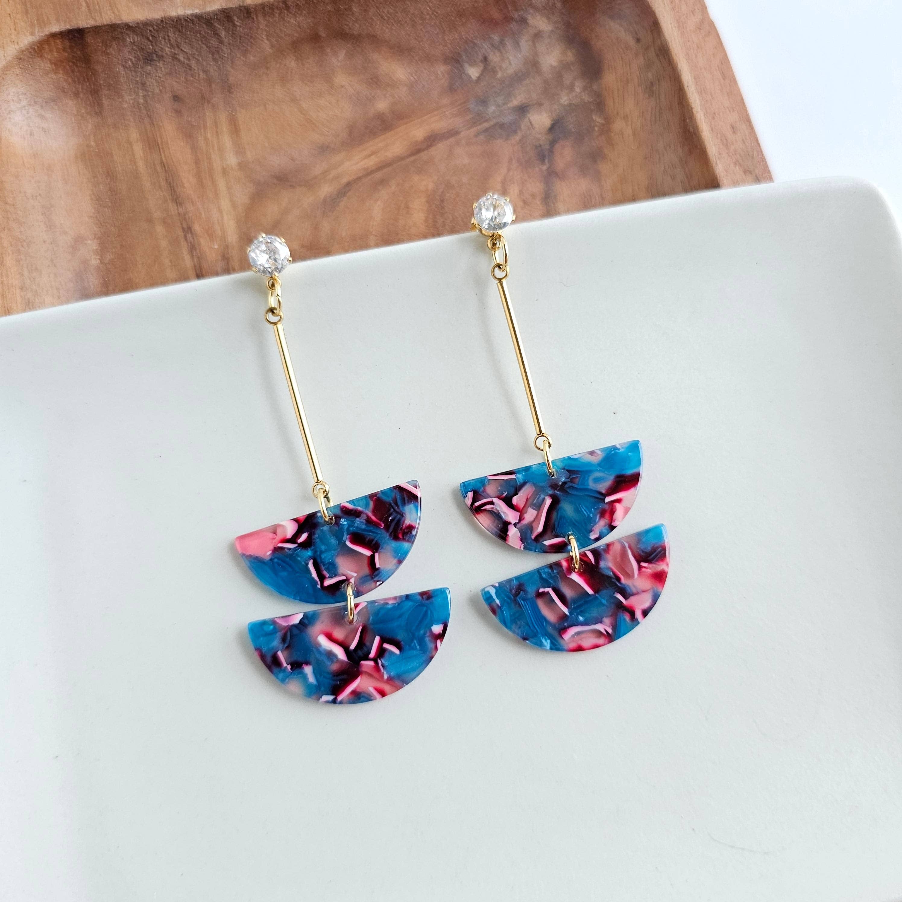 Everly Magenta Teal Drop Earrings