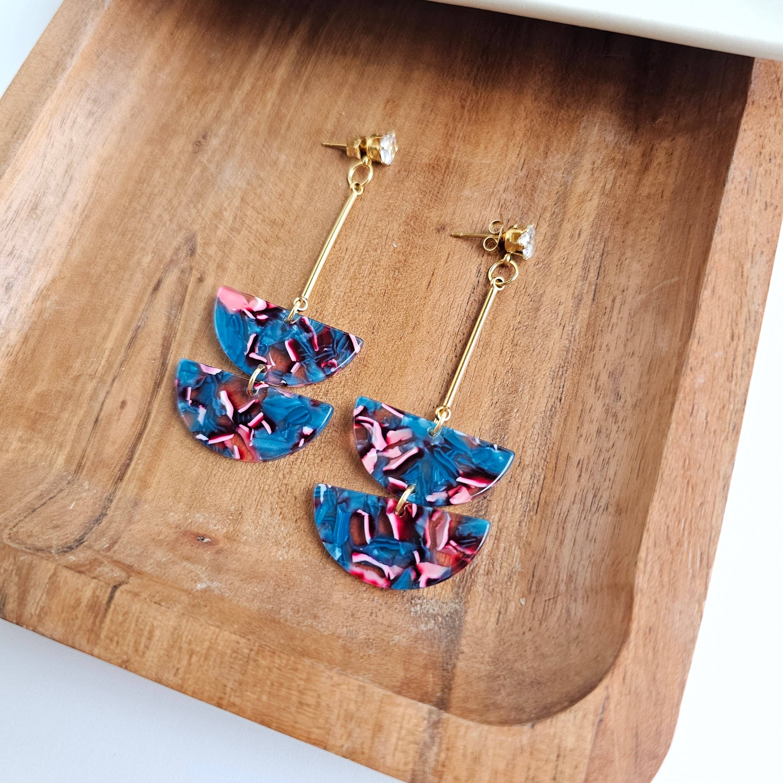 Everly Magenta Teal Drop Earrings