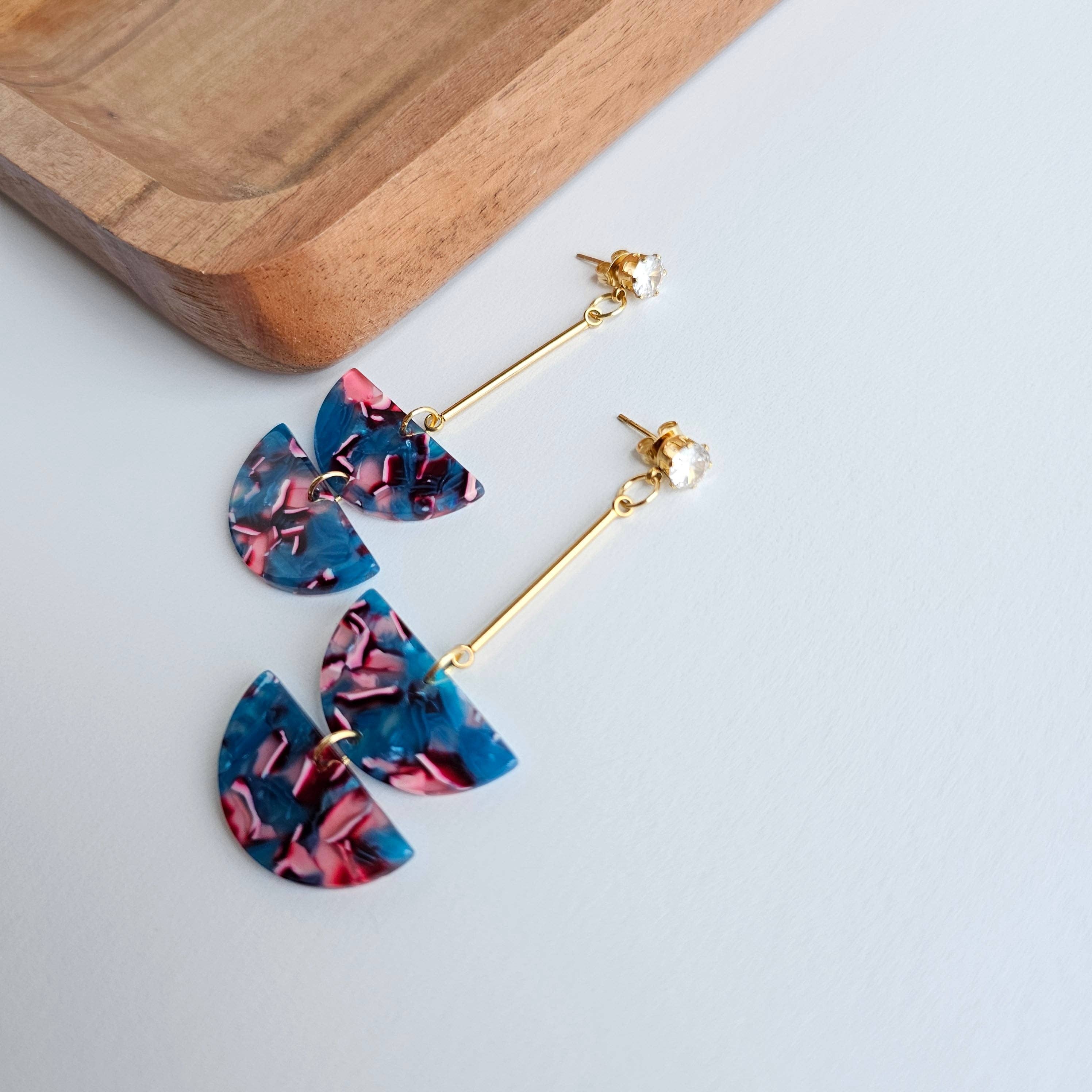 Everly Magenta Teal Drop Earrings