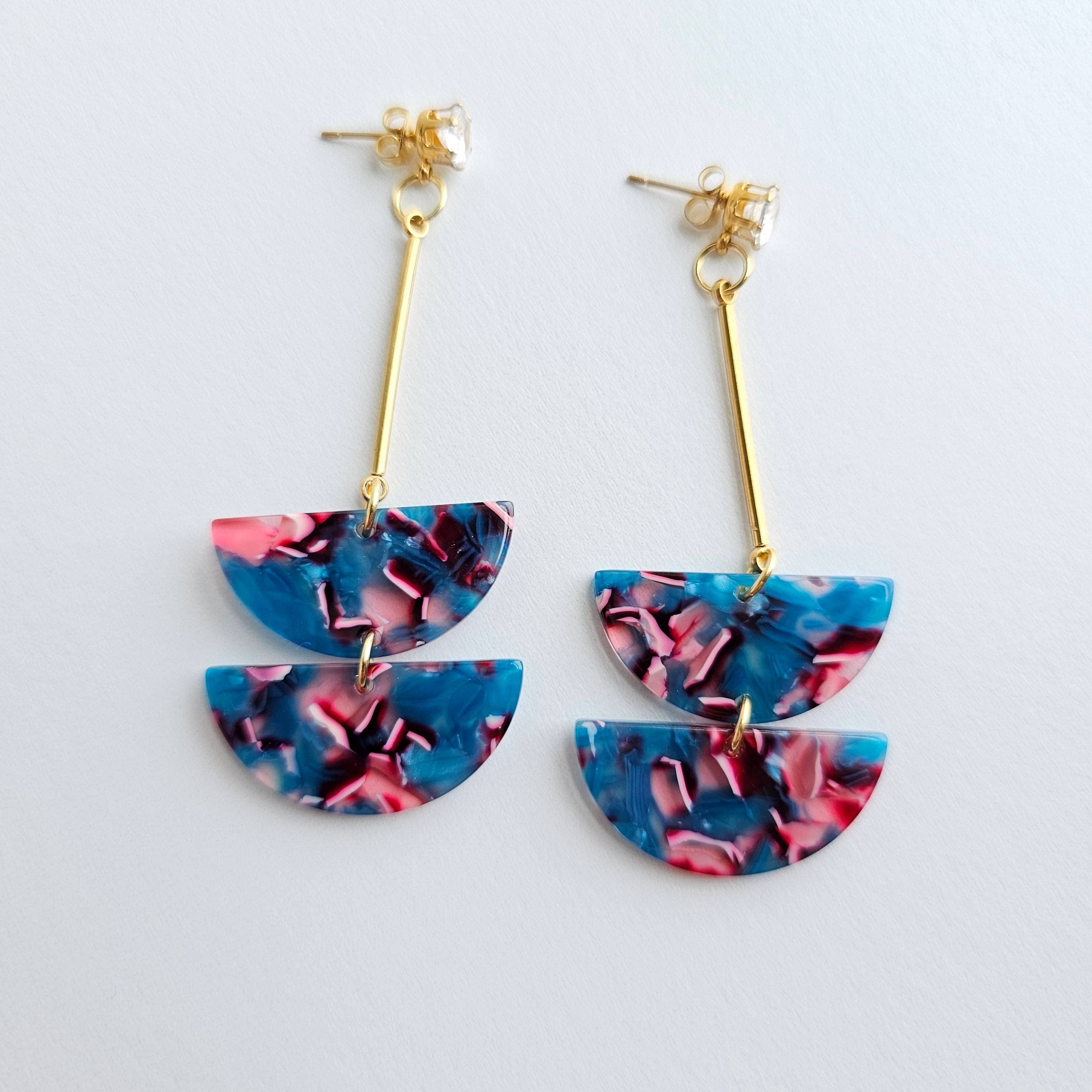 Everly Magenta Teal Drop Earrings
