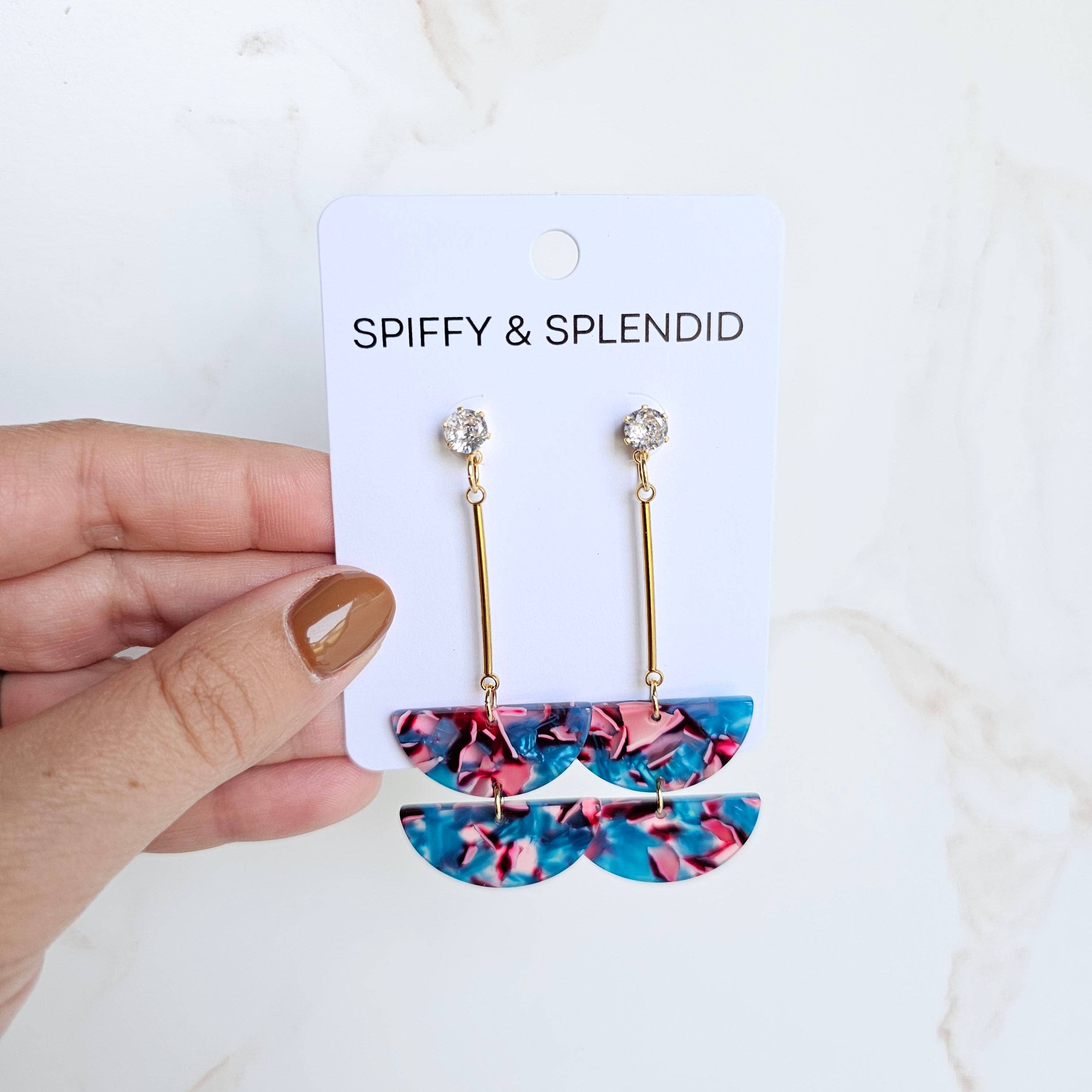 Everly Magenta Teal Drop Earrings