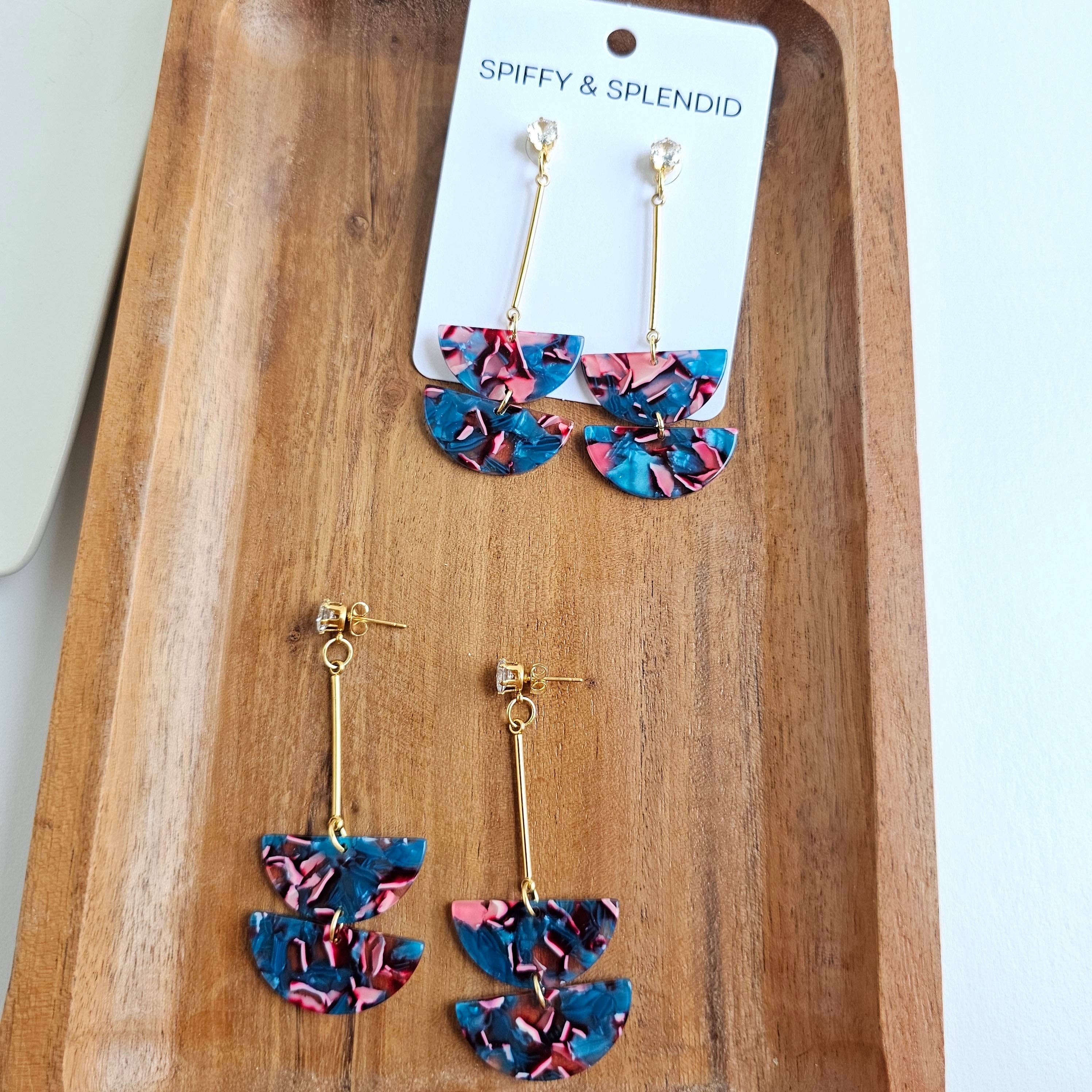 Everly Magenta Teal Drop Earrings